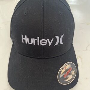 Hurley Men's Big Corp Hat‎ Cap Black Flex Fit  size L/XL Large X-large